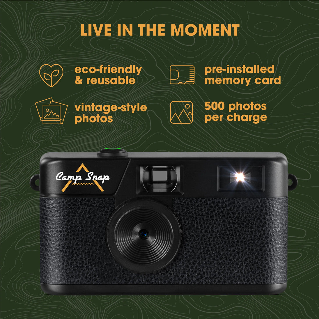 Camp Snap Screen-Free Digital Point & Shoot Camera – Stealth Black Camp Snap