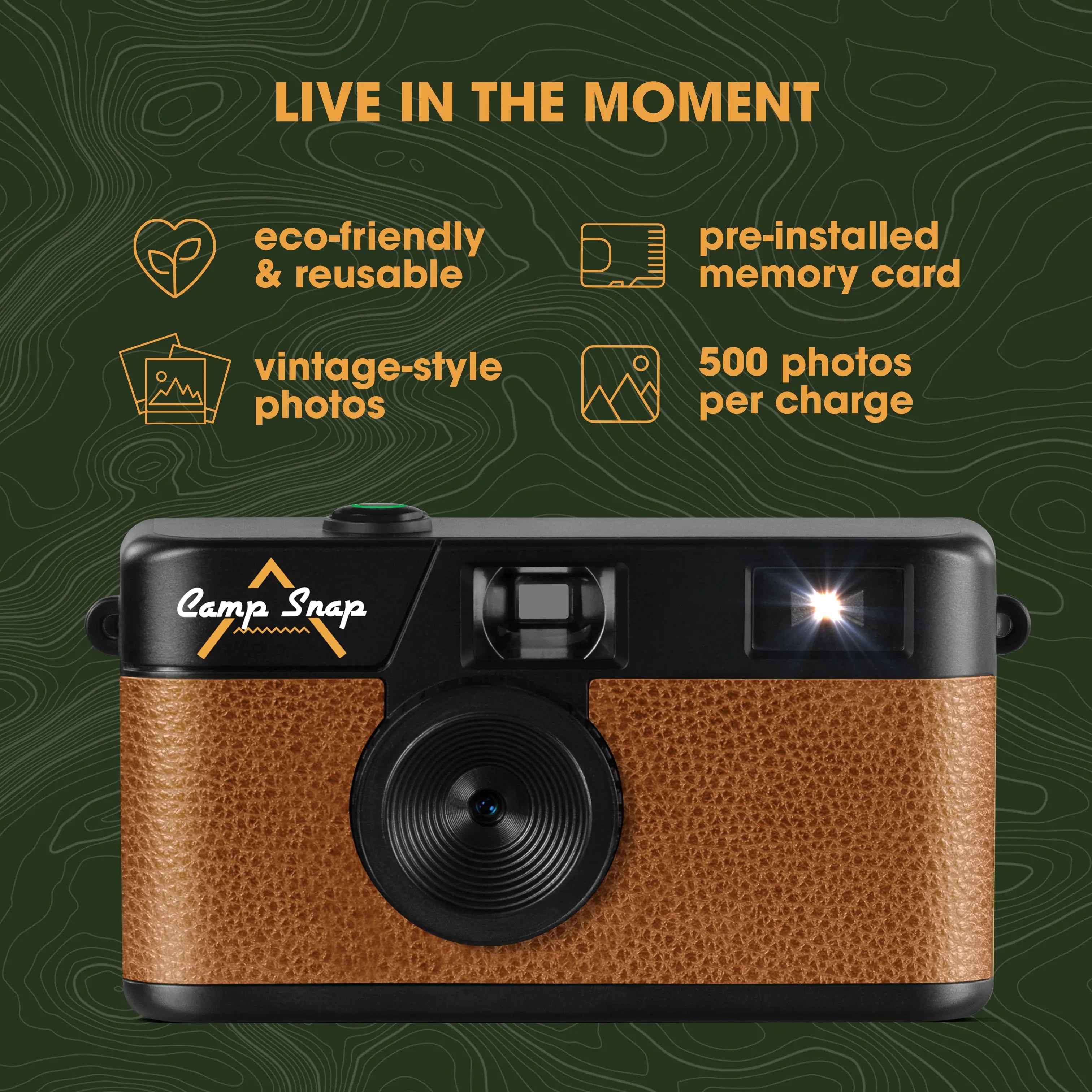 Camp Snap デジタルカメラ V105 CS-V105-BR-JP [Chestnut Brown] Camp Snap Screen-Free Digital Camera – Chestnut Brown | Retro Style