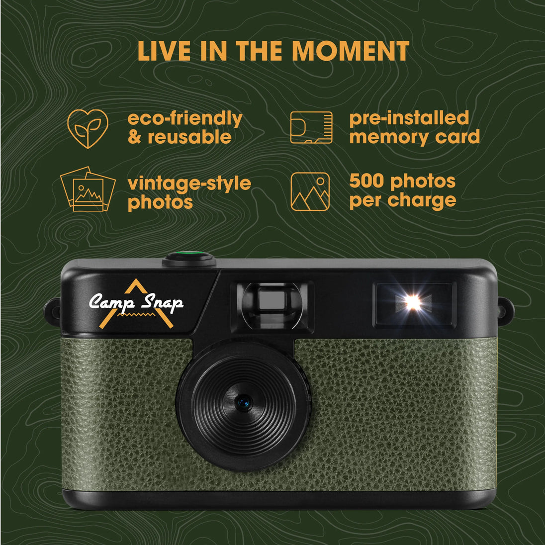 Camp Snap Screen-Free Digital Point & Shoot Camera – Forest Green Camp Snap